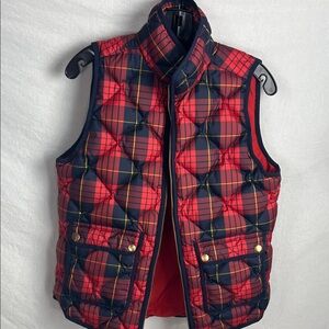 J. Crew Red plaid vest quilted Outerwear small